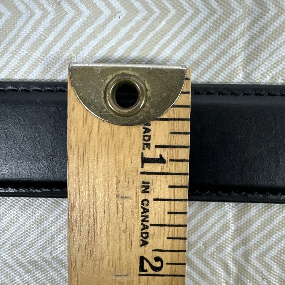 Top Grain Leather Belt Mens 36 Black‎ Silver Buckle Smooth Over Under